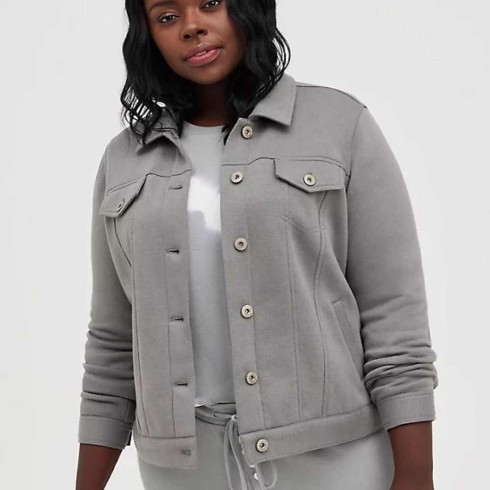 Torrid Gray Fleece Trucker Shacket 00X